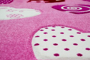 Дитячий килимок Hearts Дитячий килимок для дівчаток в рожевому кремовому червоному розмірі (160 см круглий)