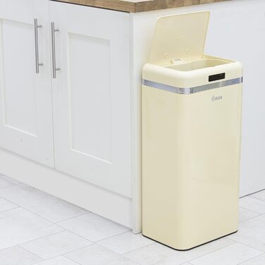 Сміттєве відро Swan Retro SWKA4500CN з автоматичним відкриванням, 45 л, метал, кремовий колір, вінтажний дизайн