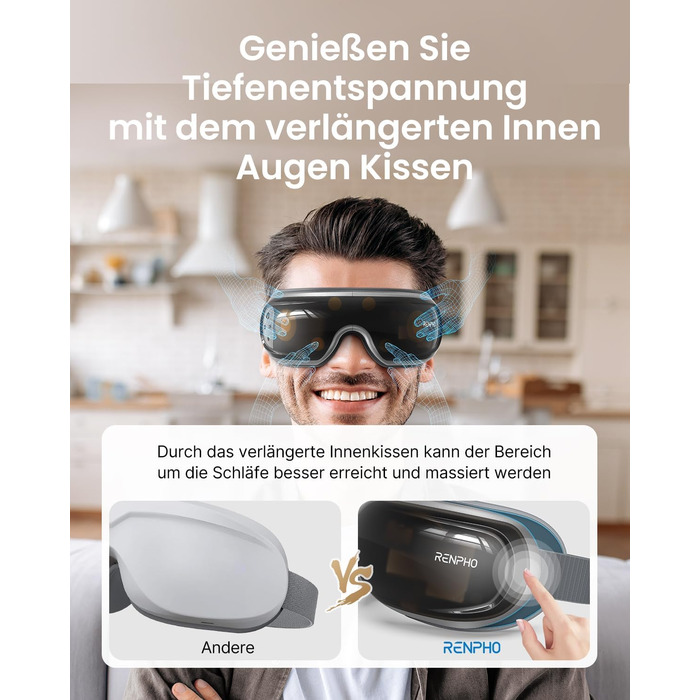 RENPHO Eyeris Масажер для очей з підігрівом, Bluetooth та повітряним тиском – для зняття втоми очей, сухості та головного болю