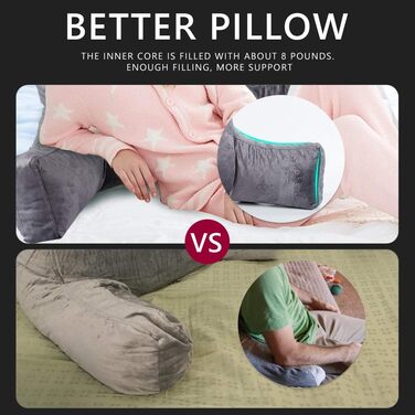 Підлогове крісло-подушка для читання, м'яке крісло для сну, подушка для спини до ліжка, крісло-подушка з підлокітниками та кишенями, спинка та підтримка знімний чохол, для дорослих