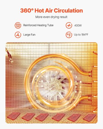 Електричний сушильний автомат VEVOR з 10 нержавіючих чаш, 1000 Вт: для м'яса, фруктів, овочів, трав, собачих ласощів