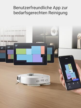 Робот-пилосос EUREKA J12 Ultra з функцією миття підлоги (самостійне очищення, прання та сушка), потужність всмоктування 5000Pa, обертова функція миття, Dual-LiDAR навігація, 3D уникнення перешкод, білий