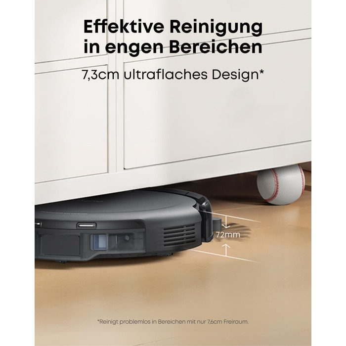 Робот-пилосос eufy C10 з автоматичною станцією самоочищення, 7,3 см, для прибирання килимів, з бічною щіткою для кутів, лазерна та інфрачервона навігація