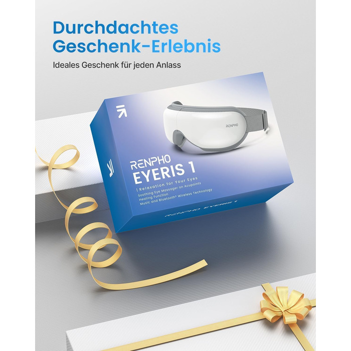 Масажер для очей RENPHO Eyeris 1 з підігрівом, вібрацією та Bluetooth, для зменшення темних кіл та сухості очей, покращує сон, зелений колір