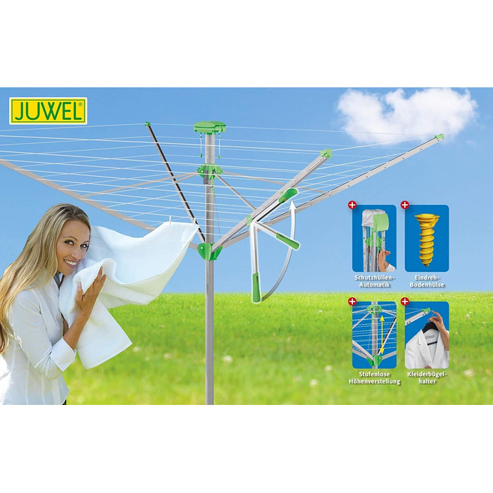 Павук для прання Jewel (розрахований на 5-6 завантажень білизни, регулюється по висоті 140-175 см, з урахуванням ПДВ). Захисний чохол, вішалка для одягу, з поворотною нижньою втулкою) 30239 (підйом 600)