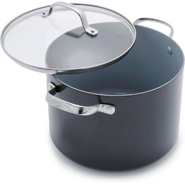 GreenPan Valencia Pro сковорода з нержавіючої сталі з антипригарним покриттям Hartelox, 28 см, 4,2 л, з кришкою, без PFAS, для індукційних плит, можна мити в посудомийній машині, можна використовувати в духовці, сірий колір (24 см/7,6 л каструля)