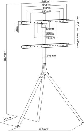Підставка для телевізора My Wall HT22L: регульована висота, поворотна, для телевізорів 32-75 дюймів (81,3-190,5 см), дерев'яний дизайн
