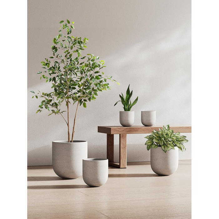 Керамічні горщики для квітів LE TAUCI, 20 см (сірий) з дренажним отвором