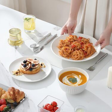 Набір посуду MALACASA LEILA, 18 предметів, порцеляна, скандинавський стиль, білий. Серія LEILA - 6 осіб, 18-ти частинний сервіз