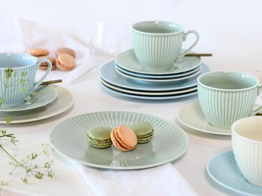 CreaTable Набір кавового сервізу Valencia Pastell, 18 предметів для 6 осіб, порцеляна, Made in Europe (Крем, Блакитний, Зелений)