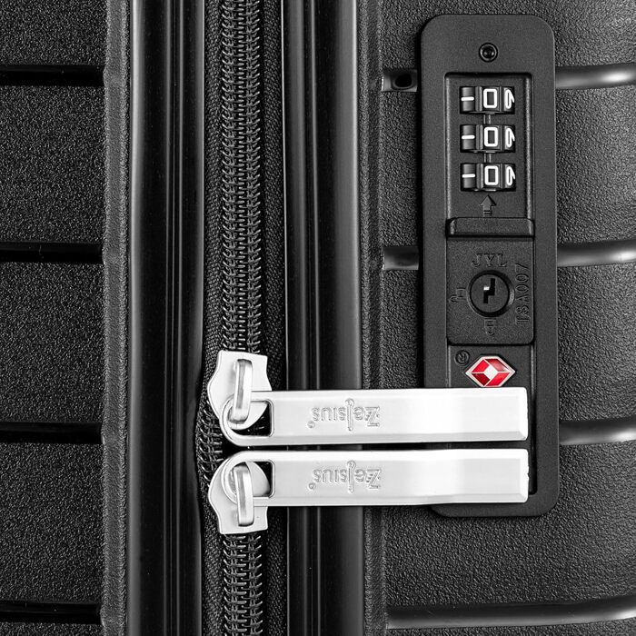 Набір валіз Zelsius 4 шт., чорний колір | Набір валіз з жорстким корпусом, TSA замком, подвійними колесами та внутрішнім роздільником | Валіза ручної поклажі, набір валіз з жорстким корпусом (4 шт.), велика валіза, багаж