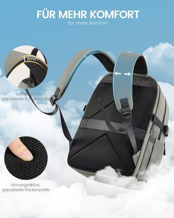 LOVEVOOK Рюкзак для ноутбука, водонепроникний, сірий/зелений, 17.3 дюйми - для жінок та чоловіків, універсальний, для роботи, навчання, подорожей