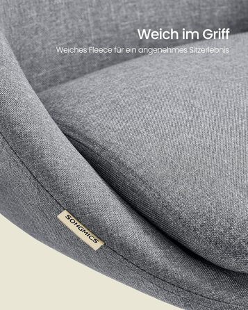 Крісло SONGMICS для офісу та дому, крісло для макіяжу, регульоване по висоті, сірий колір, тканина (OBG020G04)