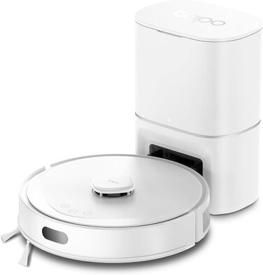 Робот-пилосос Tapo RV30 Max Plus з функцією миття та автоматичною станцією самостійного очищення, 5300Pa, LiDAR+IMU, голосове керування Alexa & Google Assistant, білий