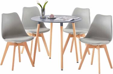 Комплект обіднього столу з 4-ма сірими стільцями | Обідня група 5-ти частинна | Для вітальні, кухні, їдальні | Сірий стіл та сірі стільці