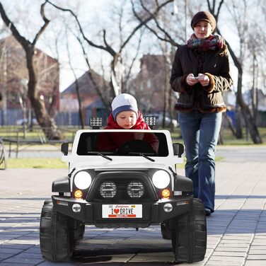 Дитячий електромобіль DREAMADE 12V, двомісний, з пультом ДУ, LED-підсвіткою, музикою, USB, для дітей від 3 років, білий