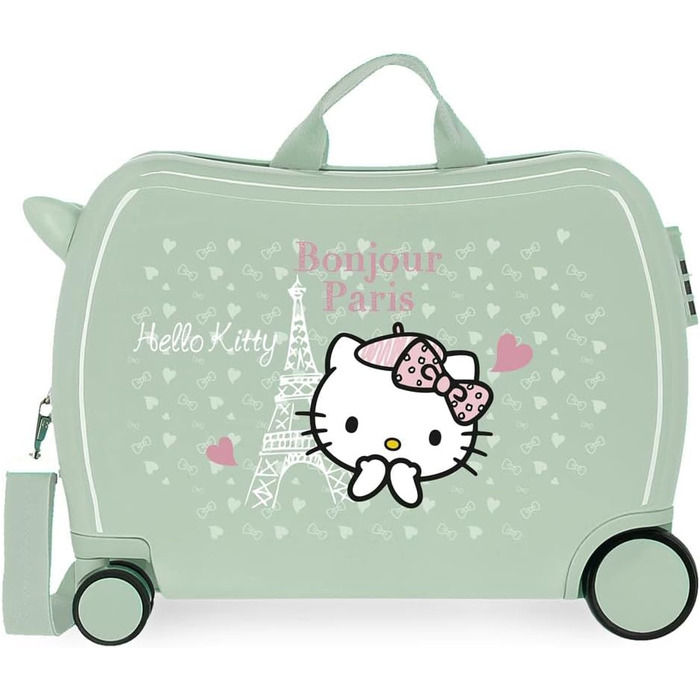 Дитяча валіза Hello Kitty Paris Green 50 x 39 x 20 см Жорсткий бічний кодовий замок з ABS 34 л 1,8 кг 4 рулони ручної поклажі