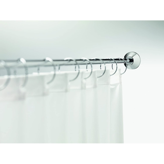 Спірелла телескопічна жердина срібляста Карниз для душової кабіни Регульований, надійний фіксатор для загвинчування як штанга для душу, штанга для одягу включаючи 12 кілець для душових штор і стельову опору 90 x 90 см Срібло