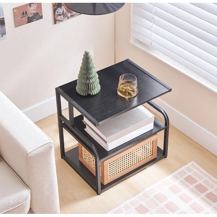 HOOBRO Стійка для принтера, 3-ярусний стіл-організатор, багатофункціональний письмовий стіл, стійка-шафа для принтера, з регульованою полицею, для офісу, кухні, вітальні, чорний EBB06PS01