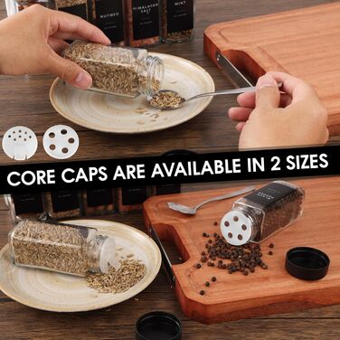 Набір кутових банок для спецій [25x 120 мл] з чорними кришками, дозатор для спецій з вставкою для сипучих продуктів та 308 етикетками, високоякісні контейнери для спецій, органайзер для спецій