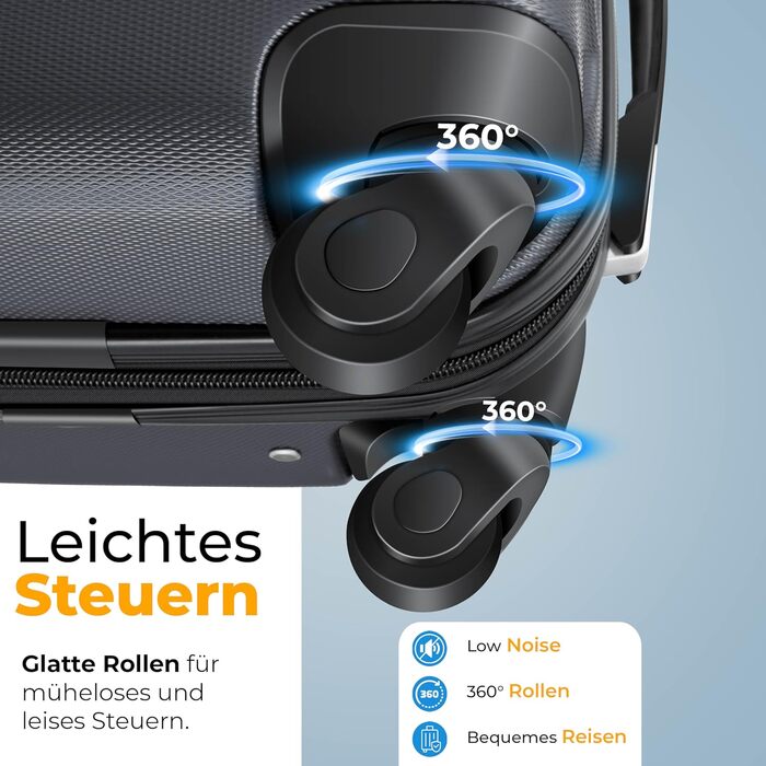 Валіза KESSER® з жорсткою оболонкою, вагова система та жетон для багажу | Чемодан-тележка, Rollkoffer з кодовим замком, 4 колеса, ABS, телескопічна ручка (75см – 120л)