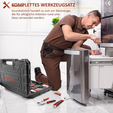 Набір інструментів Sundpey 148 предметів у кейсі: універсальний набір для дому з викруткою-тріскачкою, шестигранниками, плоскогубцями та тестером напруги для чоловіків і жінок (червоний)