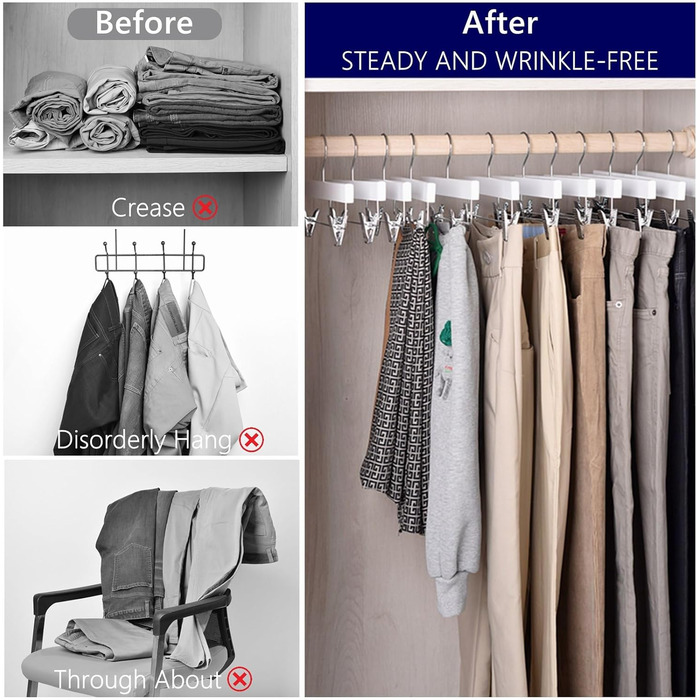 Дерев'яні вішалки для штанів та спідниць Amber Home з золотими кліпсами (24 шт.)