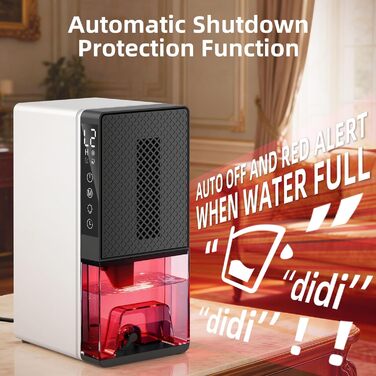 Електричний осушувач повітря для дому: кімнатний осушувач з функцією відтавання, таймером та режимом сну. Підходить для спальні, підвалу, ванної кімнати, кемпера. Середній розмір