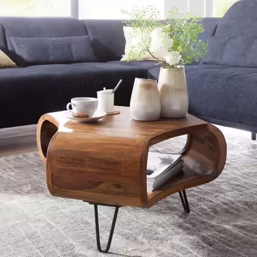 Журнальний стіл KADIMA Design 55x38x55 см з масиву шишаму для вітальні