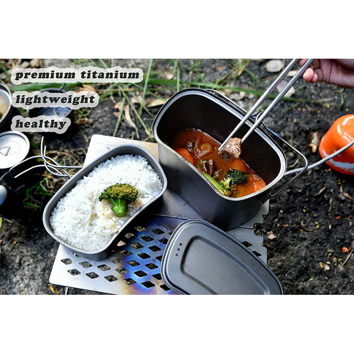 Набір посуду iBasingo Titan Kantine 1500ml/600ml для кемпінгу та відпочинку на природі (Ti2059C)