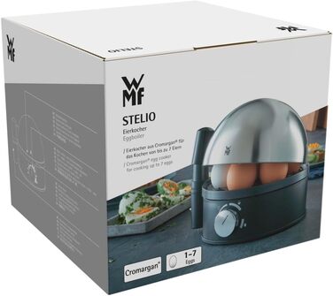 Електричний яйцеварка WMF Stelio: 1-7 яєць, нержавіюча сталь, регулювання ступеня нагріву, функція продовження нагріву, мірний стаканчик