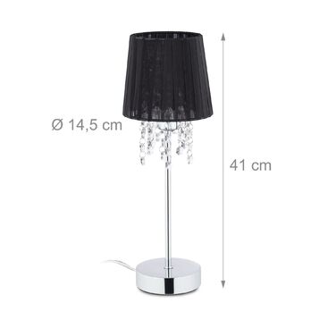 Relaxdays Кришталева Настільна Лампа з Шовковим Плафоном