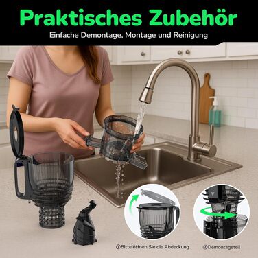 Електричний соковитискач Slow Juicer: для овочів та фруктів, 148 мм, 2 л, легкий у чищенні, з 2 чашками