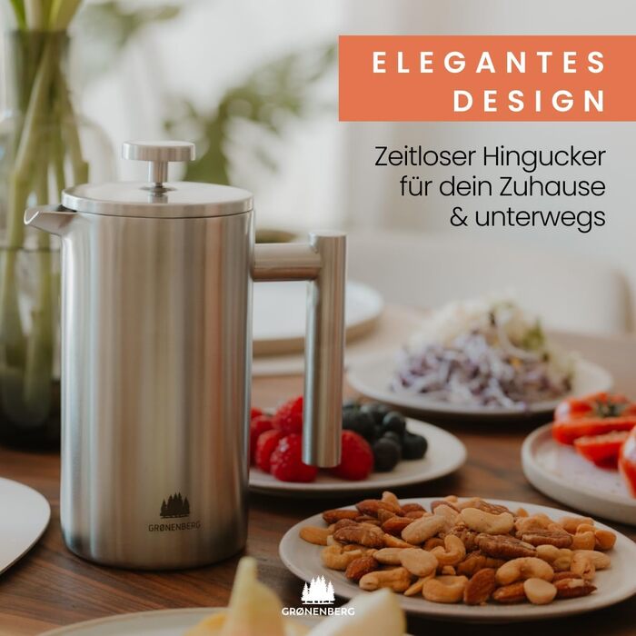 French Press Groenenberg: термо-кавоварка френч-прес з функцією підігріву, 1 літр