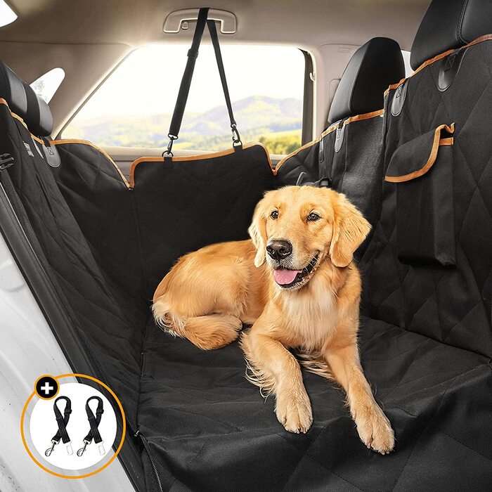 Автомобільна ковдра для собак Looxmeer Автомобільна ковдра для собак заднє сидіння і багажник, водонепроникне стійке до подряпин і ковзання з оглядовим вікном, чохол для перенесення і ремені безпеки, чохли на задні сидіння для авто Фургон позашляховик (чо