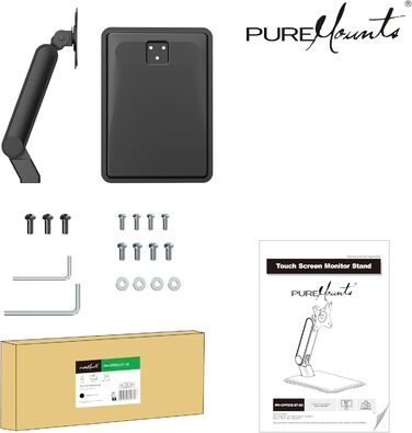 Кріплення для монітора PureMounts, підставка для сенсорного монітора, 17-32 дюйми, до 8 кг, VESA 75/100, 360° обертання, регулювання висоти, нахил, чорний