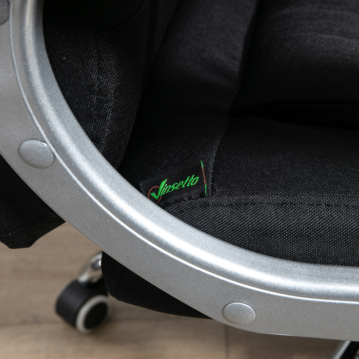 Офісний крісло, ергономічне крісло для роботи, крісло для комп'ютера, поворотне крісло на 360°, з функцією гойдання, регульована висота, чорний колір, оббивка з льону, розміри 64 x 75 x 111-121 см