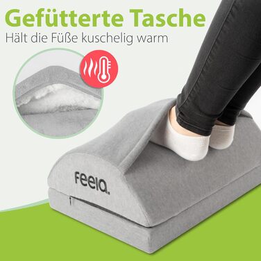 Підставка для ніг під стіл Feela® – ергономічна підставка для ніг, footrest, foot rest для комфорту. Без термосумки (з термосумкою, срібна)