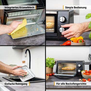 Міні-піч TZS First Austria 10L з регулюванням температури до 230°C, таймером 60 хв, 2 рівнями та грилем - для кухні та кемпінгу