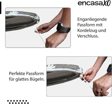 Чохол для гладильної дошки Encasa XO з фетровою підкладкою 3 мм, посиленням шнуром (підходить для стандартних міні-гладильних дошок 72x30 см), з терморефлексним покриттям, з принтом - Велике листя зелене, для міні-гладильних дошок