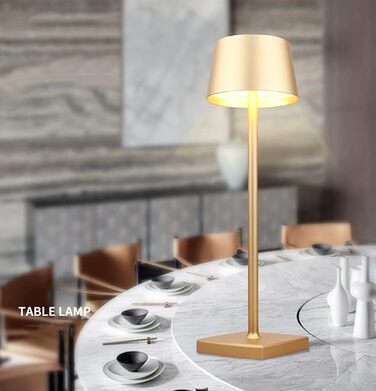 Настільна лампа бездротова 2 шт. (золота), IP54, 6000mAh, повна цинкова сплава, регулювання яскравості, для дому та бізнесу