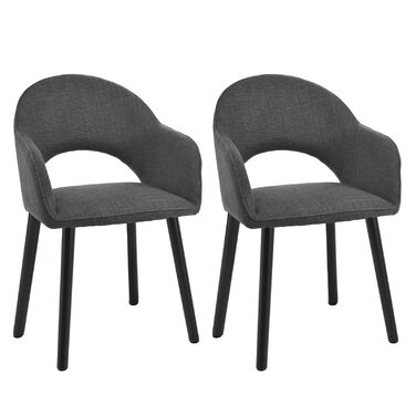 Елегантні кухонні стільці з підлокітниками (2 шт.) - бежевий, дерево, поліестер