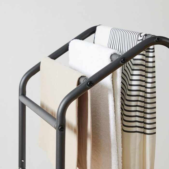 Підставка для рушників HOOBRO, стояча, велика, з 4 перекладинами, 41,5 x 28,5 x 79,5 см, вішалка для одягу, рушників, ковдр, економна, стабільна, в індустріальному стилі
