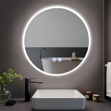 Круглий дзеркало для ванної кімнати з підсвічуванням Mursche - LED дзеркало для ванної кімнати, 60 см, IP44, з сенсорною панеллю