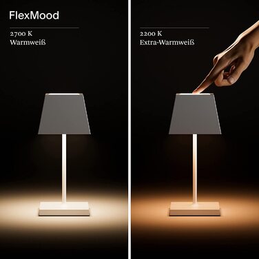 SIGOR Nuindie - LED-лампа на акумуляторі, диммер, для дому та саду, IP54, 38 см, 12 годин роботи, сніжно-білий колір