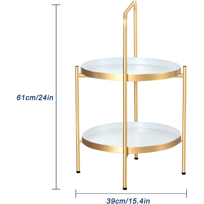 Журнальні столики Металевий одношаровий круглий журнальний столик, знімна полиця Бічний столик Металевий піднос Закусочний столик Круглий журнальний столик Чайний столик Приліжковий столик (колір) (Золотий / Білий)