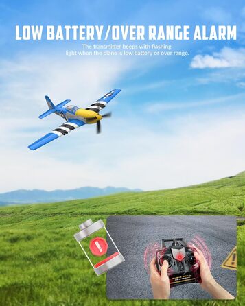 Літак на радіокеруванні VolantexRC 761-5 P51 Mustang RTF для початківців з Xpilot, 4 канали, готовий до польоту