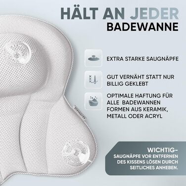 Преміум подушка для ванни XXL рожева | Додаткові подушки для шиї та плечей | Швидковисихаюча, пральна подушка для ванни з 4 великими присосками | Подушка для ванни рожева (XX-Large, Білий)