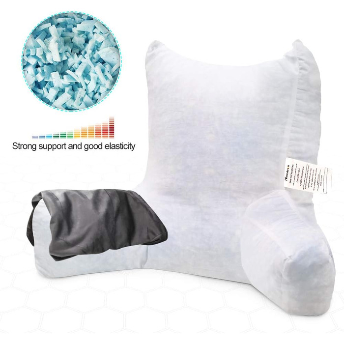 Підлогове крісло-подушка для читання, м'яке крісло для сну, подушка для спини до ліжка, крісло-подушка з підлокітниками та кишенями, спинка та підтримка знімний чохол, для дорослих