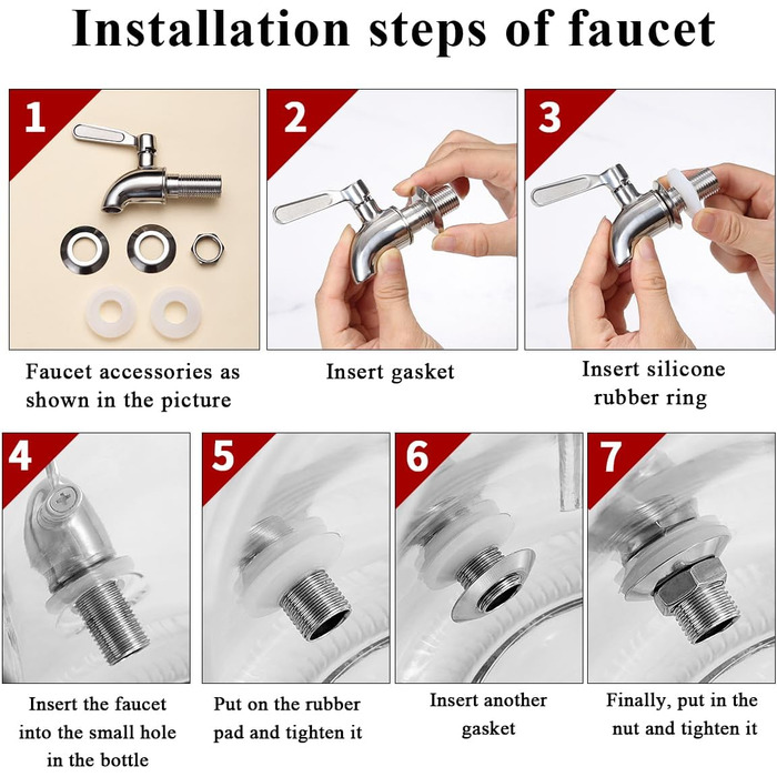 Скляний диспенсер для напоїв Evanda з нержавіючим сталевим краном, 4л, для приготування холодного чаю, лимонаду та соків